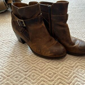 Brown leather distressed b.o.c. booties